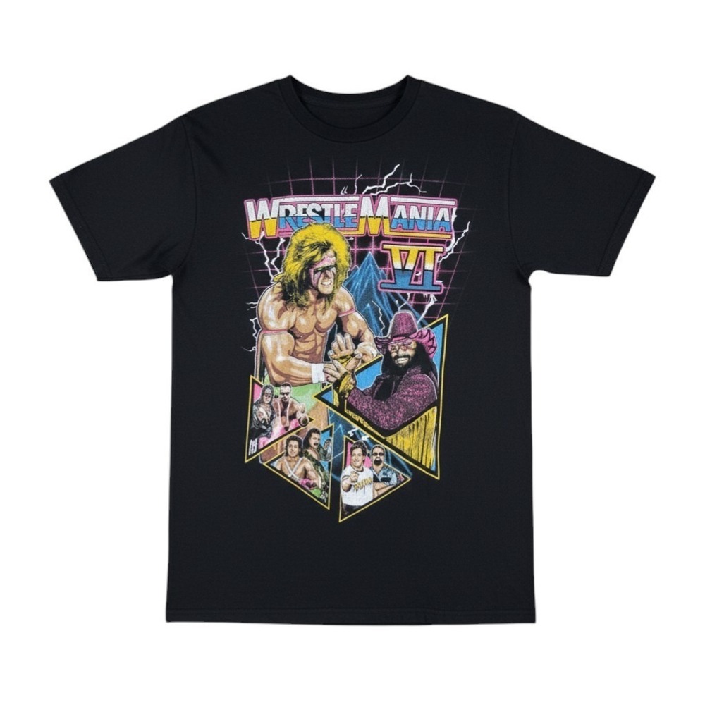 WrestleMania VI T-Shirt Size Small Black WWE Ultimate Warrior vs Macho Ma